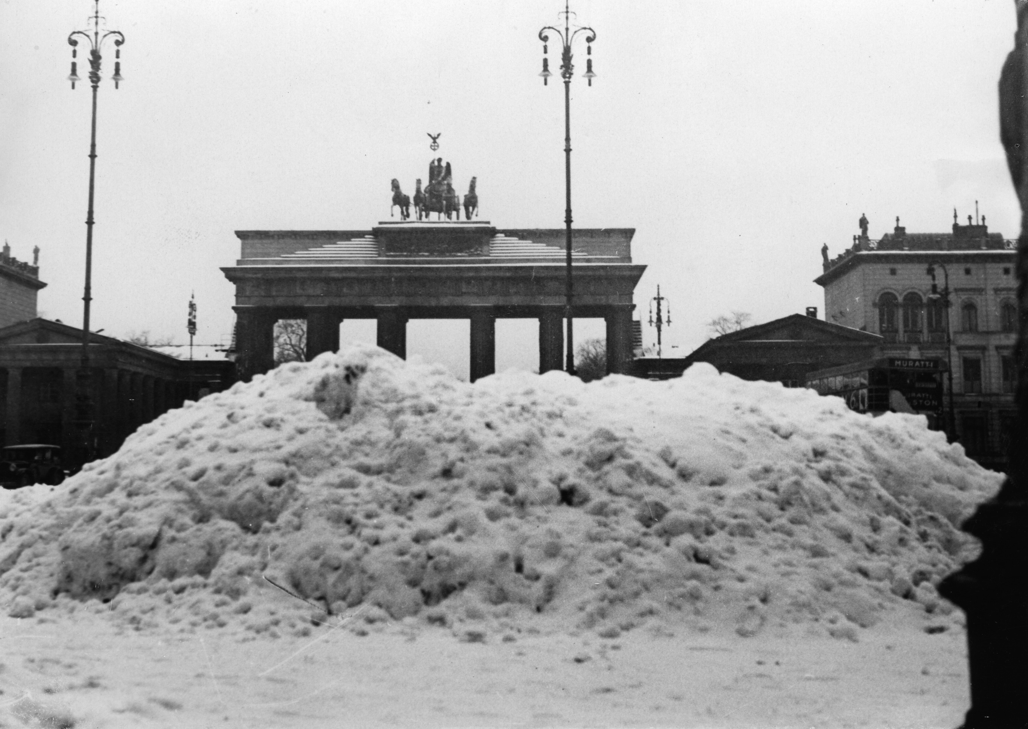 GERMANY - CIRCA 1900: The Brandenburg Gate in winter. 
